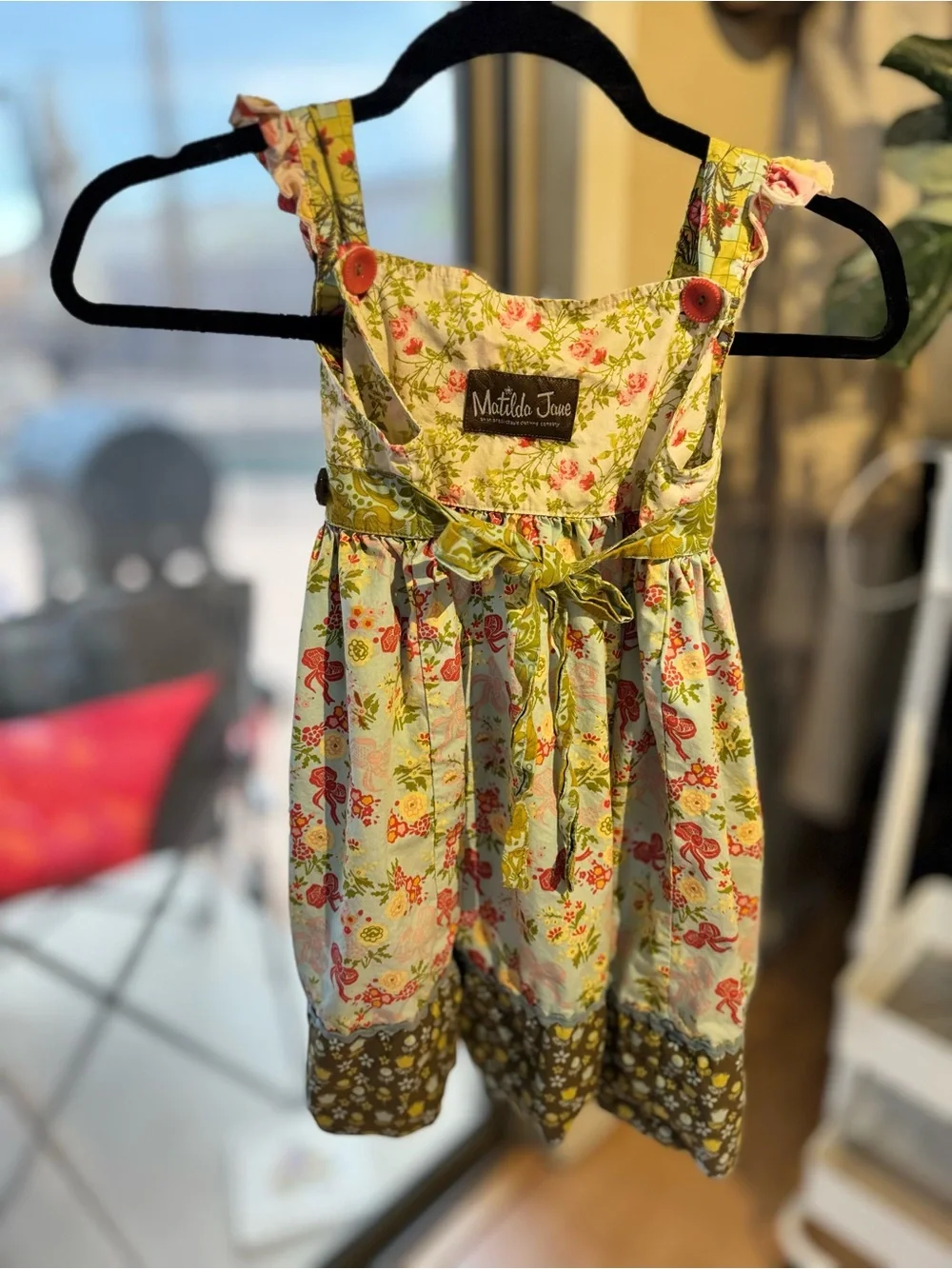 Matilda Jane lucky stars serendipity floral apron dress (size 6 years)